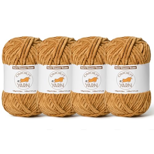 Braunes flauschiges Samtgarn zum Häkeln, grobes Chenille-Babydeckengarn zum Häkeln, weiches, flauschiges Puzzle-Garn zum Stricken, (je 100 g) sperrige, dicke Amigurumi-Häkelgarne von OMoiut