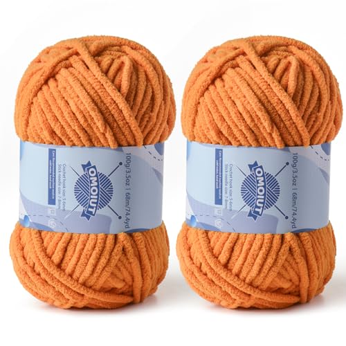 Dickes Chenille-Garn zum Häkeln, Babygarn zum Häkeln, weiche Decken, sperrige Garne zum Häkeln, Amigurumi, 2 x 100 g, flauschige Samtgarne zum Handstricken, 2 x 100 g, 2 x 74 m, 2 x 2 Stück Dickes Chenille-Garn zum Häkeln, Babygarn zum Häkeln, weiche Decken, sperrige Garne zum Häkeln, Amigurumi, 2 x 100 g, flauschige Samtgarne zum Handstricken, 2 x 100 g, 2 x 74 m, 2 x 2 Stück von OMoiut