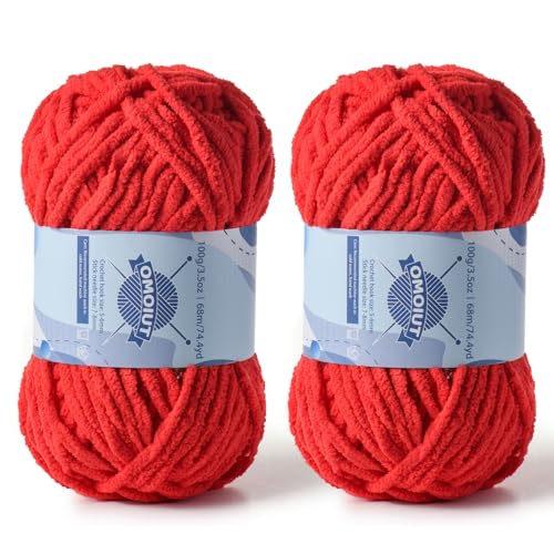 Dickes Chenille-Garn zum Häkeln, Babygarn zum Häkeln, weiche Decken, sperrige Garne zum Häkeln, Amigurumi, 2 x 100 g, flauschige Samtgarne zum Handstricken, 2 x 100 g, 2 x 74 m, 2 x 74 m, 2 x 74 m von OMoiut