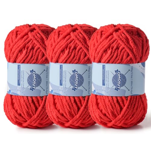 Dickes Chenille-Garn zum Häkeln, Babygarn zum Häkeln, weiche Decken, sperrige Garne zum Häkeln, Amigurumi, 3 x 100 g, flauschige Samtgarne zum Handstricken, 3 x 100 g, 3 x 74 m, 3 x 74 m, 3 x 74 m, 3 Dickes Chenille-Garn zum Häkeln, Babygarn zum Häkeln, weiche Decken, sperrige Garne zum Häkeln, Amigurumi, 3 x 100 g, flauschige Samtgarne zum Handstricken, 3 x 100 g, 3 x 74 m, 3 x 74 m, 3 x 74 m, 3 von OMoiut