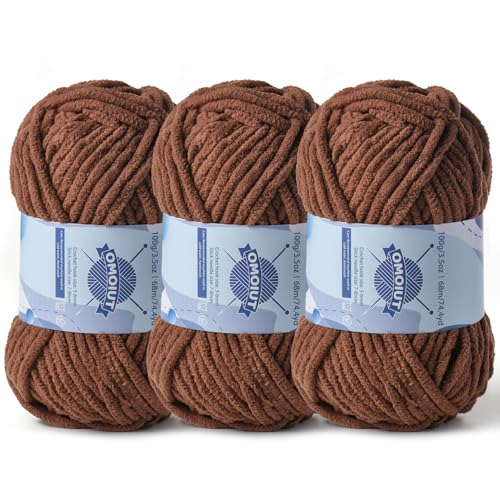 Dickes Chenille-Garn zum Häkeln, Babygarn zum Häkeln, weiche Decken, sperrige Garne zum Häkeln, Amigurumi, 3 x 100 g, flauschige Samtgarne zum Handstricken, 3 x 100 g, 3 x 74 m, 3 x 74 m, 3 x 74 m, 3 Dickes Chenille-Garn zum Häkeln, Babygarn zum Häkeln, weiche Decken, sperrige Garne zum Häkeln, Amigurumi, 3 x 100 g, flauschige Samtgarne zum Handstricken, 3 x 100 g, 3 x 74 m, 3 x 74 m, 3 x 74 m, 3 von OMoiut