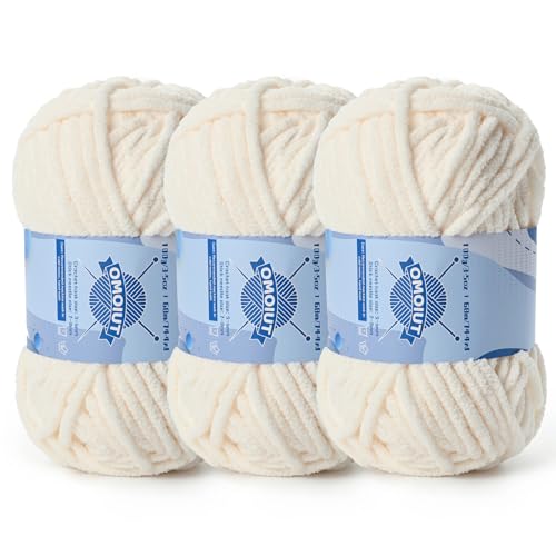 Dickes Chenille-Garn zum Häkeln, Babygarn zum Häkeln, weiche Decken, sperrige Garne zum Häkeln, Amigurumi, 3 x 100 g, flauschige Samtgarne zum Handstricken, 3 x 100 g, 3 x 74 m, 3 x 74 m, Hellbeige Dickes Chenille-Garn zum Häkeln, Babygarn zum Häkeln, weiche Decken, sperrige Garne zum Häkeln, Amigurumi, 3 x 100 g, flauschige Samtgarne zum Handstricken, 3 x 100 g, 3 x 74 m, 3 x 74 m, Hellbeige von OMoiut