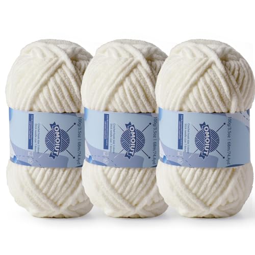 Dickes Chenille-Garn zum Häkeln, Babygarn zum Häkeln, weiche Decken, sperrige Garne zum Häkeln, Amigurumi, 3 x 100 g, flauschige Samtgarne zum Handstricken, 3 x 100 g, 3 x 74 m, 3 x 74 m, helles Khaki Dickes Chenille-Garn zum Häkeln, Babygarn zum Häkeln, weiche Decken, sperrige Garne zum Häkeln, Amigurumi, 3 x 100 g, flauschige Samtgarne zum Handstricken, 3 x 100 g, 3 x 74 m, 3 x 74 m, helles Khaki von OMoiut