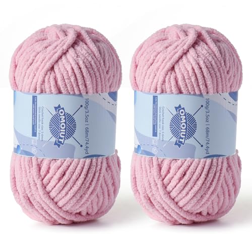 Dickes Chenille-Garn zum Häkeln, Babygarn zum Häkeln, weiche Decken, sperrige Garne zum Häkeln von Amigurumi, 2 x 100 g, flauschige Samtgarne zum Handstricken, 2 x 100 g, 2 x 74 m, 2 x 35 m, hellrosa Dickes Chenille-Garn zum Häkeln, Babygarn zum Häkeln, weiche Decken, sperrige Garne zum Häkeln von Amigurumi, 2 x 100 g, flauschige Samtgarne zum Handstricken, 2 x 100 g, 2 x 74 m, 2 x 35 m, hellrosa von OMoiut