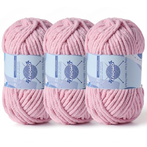 Dickes Chenille-Garn zum Häkeln, Babygarn zum Häkeln, weiche Decken, sperrige Garne zum Häkeln von Amigurumi, 3 x 100 g, flauschige Samtgarne zum Handstricken, 3 x 100 g, 3 x 74 m, 3 x 74 m, 3 x 3 Dickes Chenille-Garn zum Häkeln, Babygarn zum Häkeln, weiche Decken, sperrige Garne zum Häkeln von Amigurumi, 3 x 100 g, flauschige Samtgarne zum Handstricken, 3 x 100 g, 3 x 74 m, 3 x 74 m, 3 x 3 von OMoiut