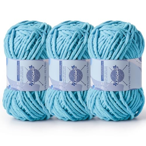 Dickes Chenille-Garn zum Häkeln, Babygarn zum Häkeln, weiche Decken, sperrige Garne zum Häkeln von Amigurumi, 3 x 100 g, flauschige Samtgarne zum Handstricken, 3 x 100 g, 3 x 74 m, 3 x 74 m, 3 x 74 m Dickes Chenille-Garn zum Häkeln, Babygarn zum Häkeln, weiche Decken, sperrige Garne zum Häkeln von Amigurumi, 3 x 100 g, flauschige Samtgarne zum Handstricken, 3 x 100 g, 3 x 74 m, 3 x 74 m, 3 x 74 m von OMoiut