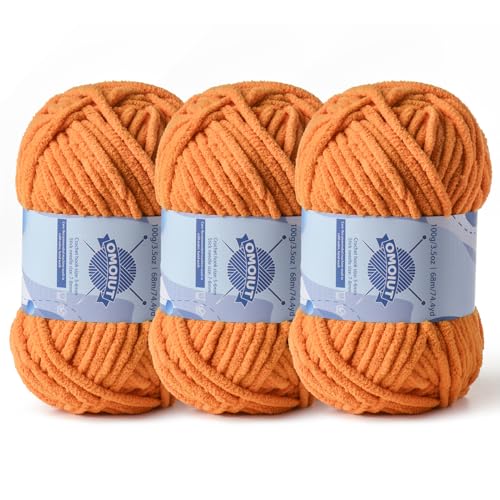 Dickes Chenille-Garn zum Häkeln, Babygarn zum Häkeln, weiche Decken, sperrige Garne zum Häkeln von Amigurumi, 3 x 100 g, flauschige Samtgarne zum Handstricken, 3 x 100 g, 3 x 74 m, 3 x 74 m, 3 x 74 m Dickes Chenille-Garn zum Häkeln, Babygarn zum Häkeln, weiche Decken, sperrige Garne zum Häkeln von Amigurumi, 3 x 100 g, flauschige Samtgarne zum Handstricken, 3 x 100 g, 3 x 74 m, 3 x 74 m, 3 x 74 m von OMoiut
