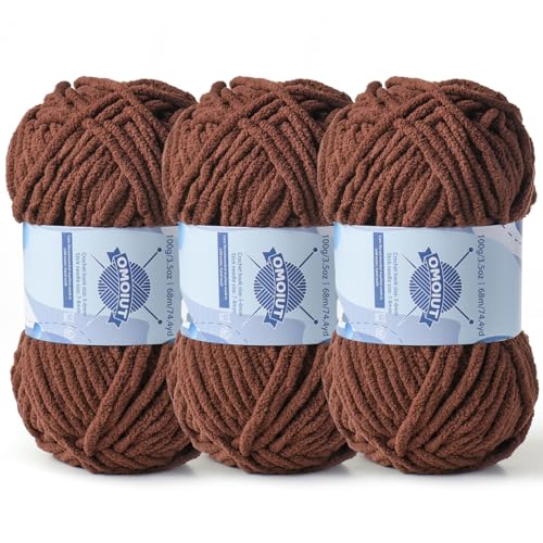 Dickes Chenille-Garn zum Häkeln, Babygarn zum Häkeln, weiche Decken, sperrige Garne zum Häkeln von Amigurumi, 3 x 100 g, flauschige Samtgarne zum Handstricken, 3 x 100 g, flauschige Samtgarne zum Dickes Chenille-Garn zum Häkeln, Babygarn zum Häkeln, weiche Decken, sperrige Garne zum Häkeln von Amigurumi, 3 x 100 g, flauschige Samtgarne zum Handstricken, 3 x 100 g, flauschige Samtgarne zum von OMoiut