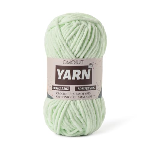 Flauschiges Chenille-Garn zum Häkeln, Babygarn zum Häkeln, weiche Decke, 100 g, Amigurumi-Garne, Samt, Kammgarne, 5 Stück, Fruchtgrün von OMoiut