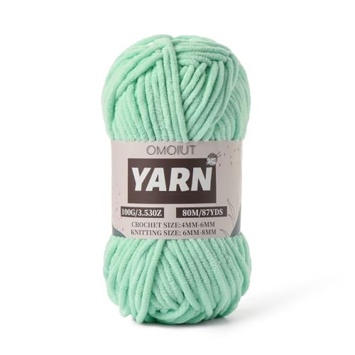 Flauschiges Chenille-Garn zum Häkeln, Babygarn zum Häkeln, weiche Decke, 100 g, Amigurumi-Garne, Samt, Kammgarne, Aquagrün, 5 von OMoiut