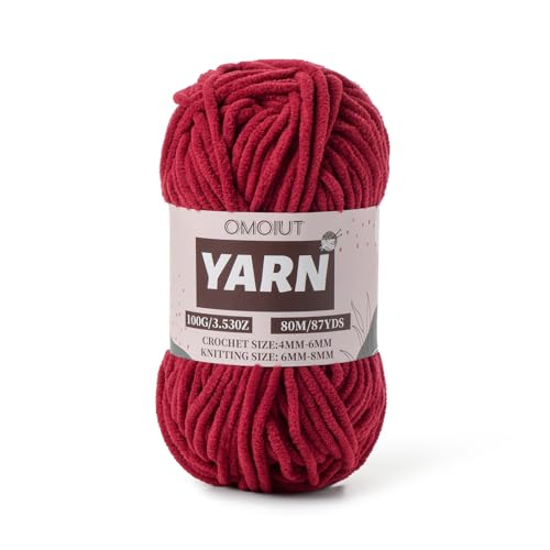 Flauschiges Chenille-Garn zum Häkeln, Babygarn zum Häkeln, weiche Decke, 100 g, Amigurumi-Garne, Samt, Kammgarne, Burgunderrot, 5 Flauschiges Chenille-Garn zum Häkeln, Babygarn zum Häkeln, weiche Decke, 100 g, Amigurumi-Garne, Samt, Kammgarne, Burgunderrot, 5 von OMoiut
