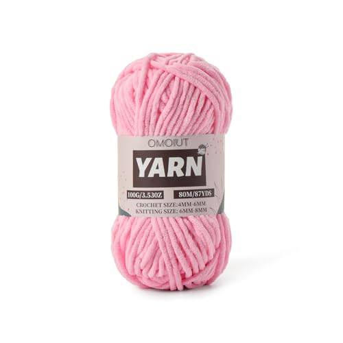 Flauschiges Chenille-Garn zum Häkeln, Babygarn zum Häkeln, weiche Decke, 100 g, Amigurumi-Garne, Samt, Kammgarne, Dunkelrosa, 5 Stück Flauschiges Chenille-Garn zum Häkeln, Babygarn zum Häkeln, weiche Decke, 100 g, Amigurumi-Garne, Samt, Kammgarne, Dunkelrosa, 5 Stück von OMoiut