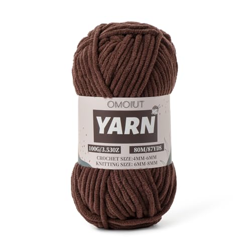 Flauschiges Chenille-Garn zum Häkeln, Babygarn zum Häkeln, weiche Decke, 100 g, Amigurumi-Garne, Samt, Kammgarne, dunkelkaffeefarben, 5 Stück Flauschiges Chenille-Garn zum Häkeln, Babygarn zum Häkeln, weiche Decke, 100 g, Amigurumi-Garne, Samt, Kammgarne, dunkelkaffeefarben, 5 Stück von OMoiut