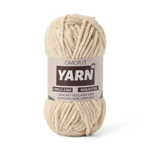Flauschiges Chenille-Garn zum Häkeln, Babygarn zum Häkeln, weiche Decke, 100 g, Amigurumi-Garne, Samt-Garne, 5 Stück, Beige Flauschiges Chenille-Garn zum Häkeln, Babygarn zum Häkeln, weiche Decke, 100 g, Amigurumi-Garne, Samt-Garne, 5 Stück, Beige von OMoiut