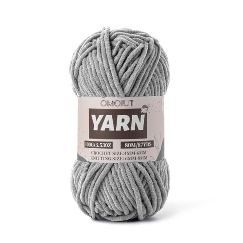 Flauschiges Chenille-Garn zum Häkeln, Babygarn zum Häkeln, weiche Decke, 100 g, Amigurumi-Garne, Samt-Garne, Kammgarne, Grau, 5 Flauschiges Chenille-Garn zum Häkeln, Babygarn zum Häkeln, weiche Decke, 100 g, Amigurumi-Garne, Samt-Garne, Kammgarne, Grau, 5 von OMoiut