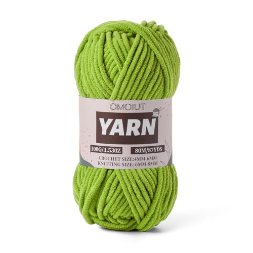Flauschiges Chenille-Garn zum Häkeln, Babygarn zum Häkeln, weiche Decke, 100 g, Amigurumi-Strickgarne, Samt, Kammgarne, Limettengrün, 5 Stück von OMoiut