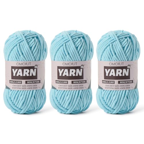 Flauschiges Chenille-Garn zum Häkeln, Babygarn zum Häkeln, weiche Decken, 100 g, Amigurumi-Garne, Samt, Kammgarne, 3 Stück von OMoiut