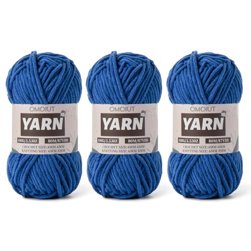 Flauschiges Chenille-Garn zum Häkeln, Babygarn zum Häkeln, weiche Decken, 100 g, Amigurumi-Garne, Samt, Kammgarne, 3 Stück von OMoiut