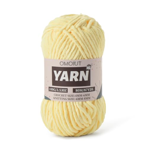 Flauschiges Chenille-Garn zum Häkeln, Babygarn zum Häkeln, weiche Decken, 100 g, Amigurumi-Garne, Samt, Kammgarne, Hellgelb, 5 Flauschiges Chenille-Garn zum Häkeln, Babygarn zum Häkeln, weiche Decken, 100 g, Amigurumi-Garne, Samt, Kammgarne, Hellgelb, 5 von OMoiut