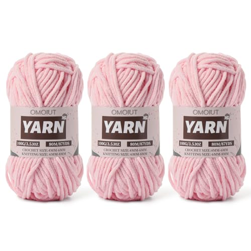 Flauschiges Chenille-Garn zum Häkeln, Babygarn zum Häkeln, weiche Decken, 100 g, Amigurumi-Garne, grobe Garne aus Samt, 3 Stück von OMoiut
