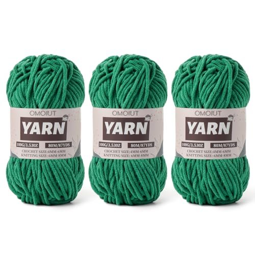 Flauschiges Chenille-Garn zum Häkeln, Babygarn zum Häkeln, weiche Decken, 100 g, Amigurumi-Garne, grobe Garne aus Samt, 3 Stück von OMoiut