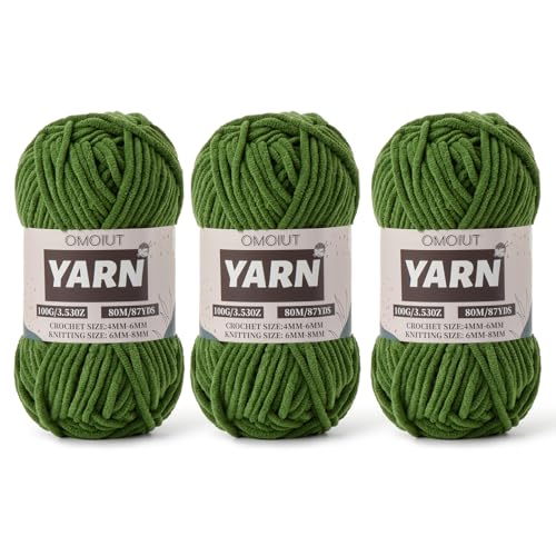Flauschiges Chenille-Garn zum Häkeln, Babygarn zum Häkeln, weiche Decken, 100 g, Amigurumi-Garne, klobige Garne aus Samt, 3 Stück von OMoiut