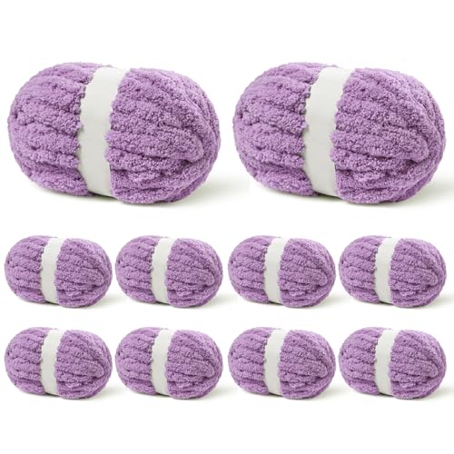 Flauschiges Chenille-Garn zum Häkeln, super Jumbo-Strickgarn für Handstricken, Decke, große, weiche, dicke Häkelgarne (je 22 m, 100 Knäuel) von OMoiut