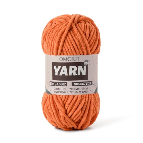 Flauschiges Chenille-Garn zum Häkeln – Babygarn zum Häkeln für weiche Decken – (100 g) Häkelgarn Amigurumi Chunky Garne – Super Bulky 5 Samtgarne von OMoiut