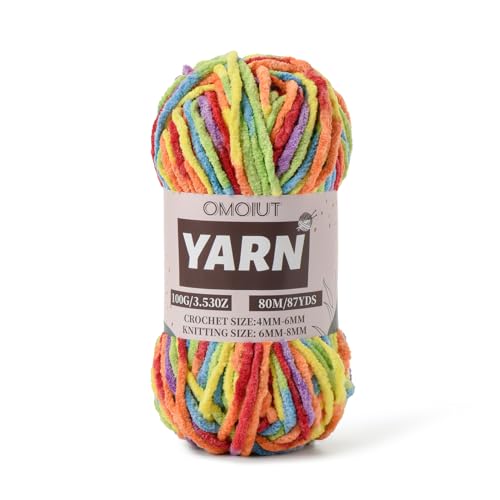 Flauschiges Regenbogen-Chenille-Garn zum Häkeln, Babygarn zum Häkeln, weiche Decke, 100 g, Amigurumi-Garne, grobe Garne aus Samt, 5 Stück Flauschiges Regenbogen-Chenille-Garn zum Häkeln, Babygarn zum Häkeln, weiche Decke, 100 g, Amigurumi-Garne, grobe Garne aus Samt, 5 Stück von OMoiut