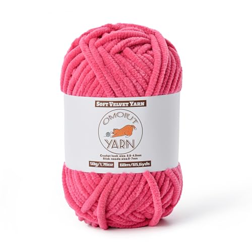 Flauschiges Samtgarn zum Häkeln, grobes Chenille-Babydeckengarn zum Häkeln, weiches, flauschiges Puzzle-Garn zum Stricken, 50 g, sperrige, dicke Amigurumi-Häkelgarne (Rose) von OMoiut