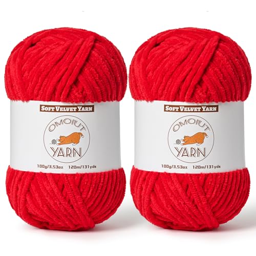 Flauschiges Samtgarn zum Häkeln, grobes Chenille-Babydeckengarn zum Häkeln, weiches, flauschiges Puzzle-Garn zum Stricken, je 100 g, sperrige, dicke Amigurumi-Häkelgarne, 2 Stück von OMoiut