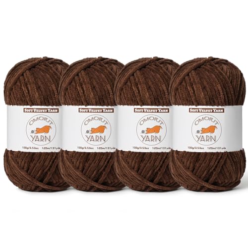 Flauschiges Samtgarn zum Häkeln, grobes Chenille-Babydeckengarn zum Häkeln, weiches, flauschiges Puzzle-Garn zum Stricken, je 100 g, sperrige, dicke Amigurumi-Häkelgarne, 4 Stück Flauschiges Samtgarn zum Häkeln, grobes Chenille-Babydeckengarn zum Häkeln, weiches, flauschiges Puzzle-Garn zum Stricken, je 100 g, sperrige, dicke Amigurumi-Häkelgarne, 4 Stück von OMoiut
