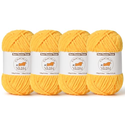 Flauschiges Samtgarn zum Häkeln, grobes Chenille-Babydeckengarn zum Häkeln, weiches, flauschiges Puzzle-Garn zum Stricken, je 100 g, sperrige, dicke Amigurumi-Häkelgarne, 4 Stück von OMoiut