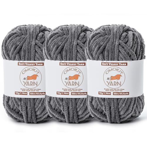 Flauschiges Samtgarn zum Häkeln, grobes Chenille-Babydeckengarn zum Häkeln, weiches, flauschiges Puzzle-Garn zum Stricken, je 50 g, sperrige, dicke Amigurumi-Häkelgarne, 3 Stück Flauschiges Samtgarn zum Häkeln, grobes Chenille-Babydeckengarn zum Häkeln, weiches, flauschiges Puzzle-Garn zum Stricken, je 50 g, sperrige, dicke Amigurumi-Häkelgarne, 3 Stück von OMoiut