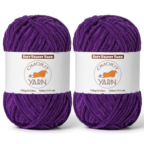 Flauschiges Samtgarn zum Häkeln, grobes Chenille-Babydeckengarn zum Häkeln, weiches flauschiges Puzzle-Garn zum Stricken, je 100 g, sperrige, dicke Amigurumi-Häkelgarne, 2 Stück von OMoiut