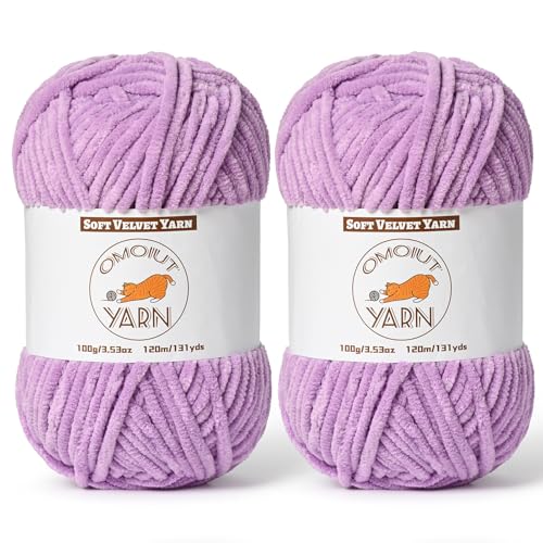 Flauschiges Samtgarn zum Häkeln, grobes Chenille-Babydeckengarn zum Häkeln, weiches flauschiges Puzzle-Garn zum Stricken, je 100 g, sperrige, dicke Amigurumi-Häkelgarne, 2 Stück von OMoiut