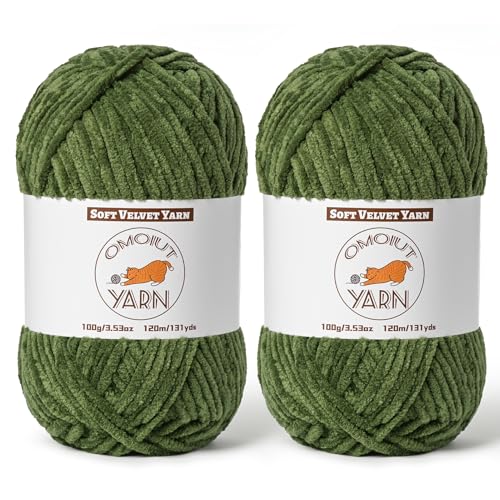 Flauschiges Samtgarn zum Häkeln, grobes Chenille-Babydeckengarn zum Häkeln, weiches flauschiges Puzzle-Garn zum Stricken, je 100 g, sperrige, dicke Amigurumi-Häkelgarne, 2 Stück von OMoiut
