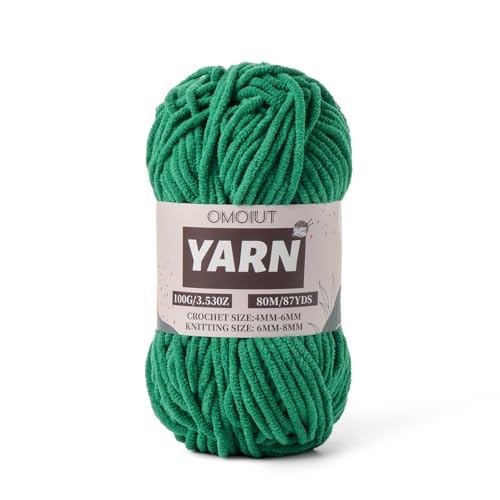 Grünes flauschiges Chenille-Garn zum Häkeln – Babygarn zum Häkeln für weiche Decken – (100 g) Häkelgarn Amigurumi Chunky Garne – Samtkammgarne 5 von OMoiut