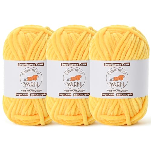 Hellgelbes flauschiges Samtgarn zum Häkeln, grobes Chenille-Babydeckengarn zum Häkeln, weiches, flauschiges Puzzle-Garn zum Stricken, je 50 g, sperrige, dicke Amigurumi-Häkelgarne Hellgelbes flauschiges Samtgarn zum Häkeln, grobes Chenille-Babydeckengarn zum Häkeln, weiches, flauschiges Puzzle-Garn zum Stricken, je 50 g, sperrige, dicke Amigurumi-Häkelgarne von OMoiut