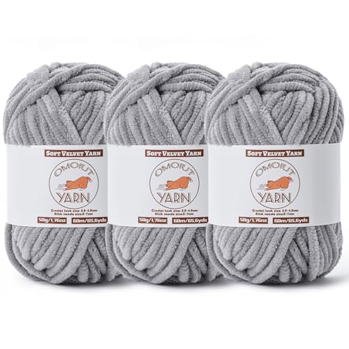 Hellgraues, flauschiges Samtgarn zum Häkeln, grobes Chenille-Babydeckengarn zum Häkeln, weiches, flauschiges Puzzle-Garn zum Stricken, je 50 g, sperrige, dicke Amigurumi-Häkelgarne Hellgraues, flauschiges Samtgarn zum Häkeln, grobes Chenille-Babydeckengarn zum Häkeln, weiches, flauschiges Puzzle-Garn zum Stricken, je 50 g, sperrige, dicke Amigurumi-Häkelgarne von OMoiut