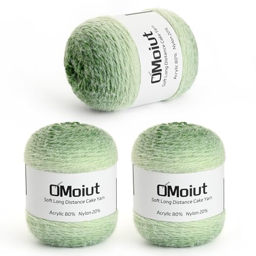 Ombré-Häkelgarn für Kuchen, Babydeckengarn zum Häkeln, weich, 20 % Nylon, 80 % Acryl, #5 super sperrig, 570 g, Amigurumi-Garn zum Häkeln und Basteln, 3 Stück, Grün von OMoiut
