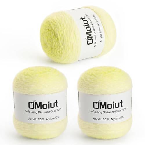 Ombre-Häkelgarn für Kuchen, Babydeckengarn zum Häkeln, weich, 20 % Nylon, 80 % Acryl, 570 g, Amigurumi-Garn zum Häkeln und Basteln, 3 Stück, Hellgelb von OMoiut