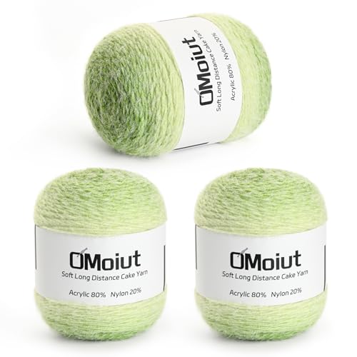 Ombre-Häkelgarn für Kuchen, Babydeckengarn zum Häkeln, weich, 20 % Nylon, 80 % Acryl, 570 g, Amigurumi-Garn zum Häkeln und Basteln, 3 Stück, Hellgrün von OMoiut