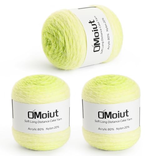 Ombré-Häkelgarn für Kuchen, Babydeckengarn zum Häkeln, weich, 20 % Nylon, 80 % Acryl, 570 g, Amigurumi-Garn zum Häkeln und Basteln, 3 Stück, grünliches Gelb von OMoiut