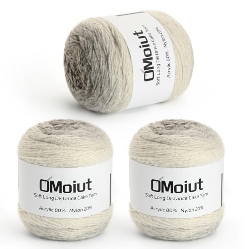 Ombré-Häkelgarn für Kuchen, Babydeckengarn zum Häkeln, weich, 20 % Nylon, 80 % Acryl, 570 g, Amigurumi-Garn zum Häkeln und Basteln, 3 Stück (3 grau) von OMoiut