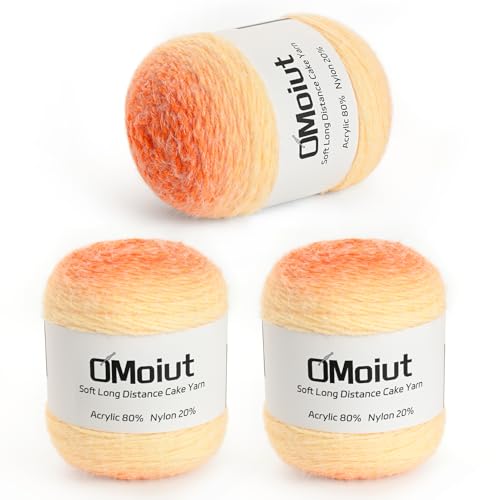 Ombré-Häkelgarn für Kuchen, Babydeckengarn zum Häkeln, weich, 20 % Nylon, 80 % Acryl, 570 g, Amigurumi-Garn zum Häkeln und Basteln, 3 Stück (3 orange) von OMoiut