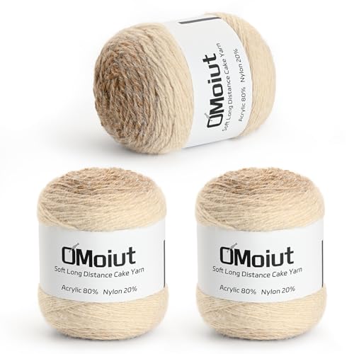 Ombré-Häkelgarn für Kuchen, Babydeckengarn zum Häkeln, weich, 20 % Nylon, 80 % Acryl, 570 g, Amigurumi-Garn zum Häkeln und Basteln (3 weiße Kaffee) von OMoiut