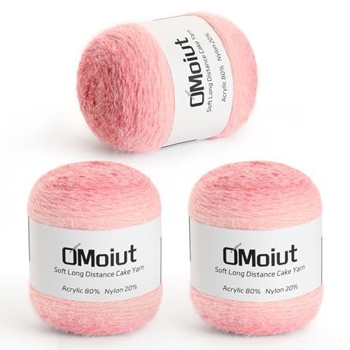 Ombré-Häkelgarn für Kuchen, Babydeckengarn zum Häkeln, weich, 20 % Nylon, 80 % Acryl, Amigurumi-Garn, 570 g, Farbverlaufsgarne zum Häkeln und Basteln, 3 Stück (3 Rose) von OMoiut