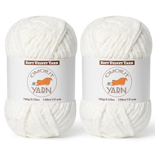 Weißes, flauschiges Samtgarn zum Häkeln, grobes Chenille-Babydeckengarn zum Häkeln, weiches, flauschiges Puzzle-Garn zum Stricken, je 100 g, sperrige, dicke Amigurumi-Häkelgarne, 2 Stück Weißes, flauschiges Samtgarn zum Häkeln, grobes Chenille-Babydeckengarn zum Häkeln, weiches, flauschiges Puzzle-Garn zum Stricken, je 100 g, sperrige, dicke Amigurumi-Häkelgarne, 2 Stück von OMoiut