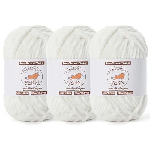 Weißes, flauschiges Samtgarn zum Häkeln, grobes Chenille-Babydeckengarn zum Häkeln, weiches, flauschiges Puzzle-Garn zum Stricken, je 50 g, sperrige, dicke Amigurumi-Häkelgarne Weißes, flauschiges Samtgarn zum Häkeln, grobes Chenille-Babydeckengarn zum Häkeln, weiches, flauschiges Puzzle-Garn zum Stricken, je 50 g, sperrige, dicke Amigurumi-Häkelgarne von OMoiut